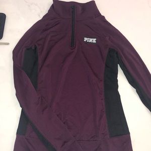 Maroon PINK quarter zip - workout sweatshirt
